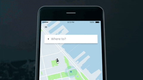 gif aplicativo uber que mostra microcopy
