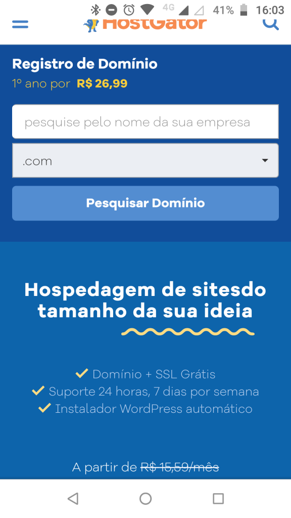 landing page mobile