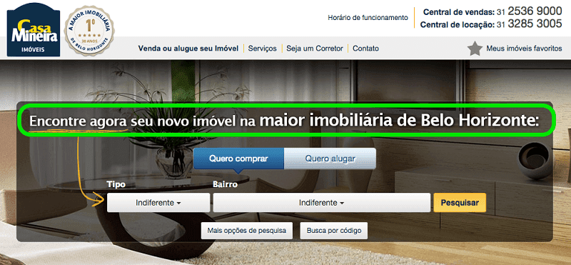 landing page casa mineira